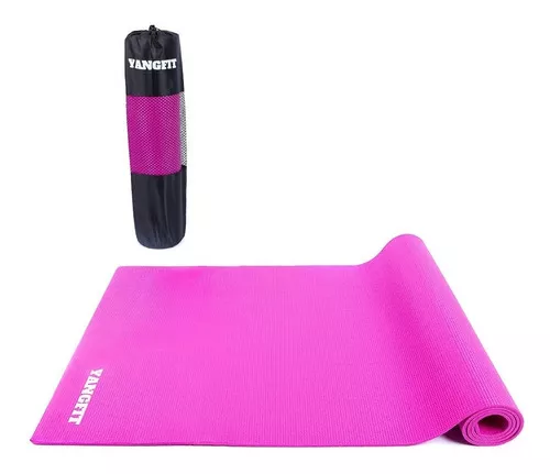 Esterilla de yoga para pilates de 6 mm con bolsa de transporte rosa Yangfit