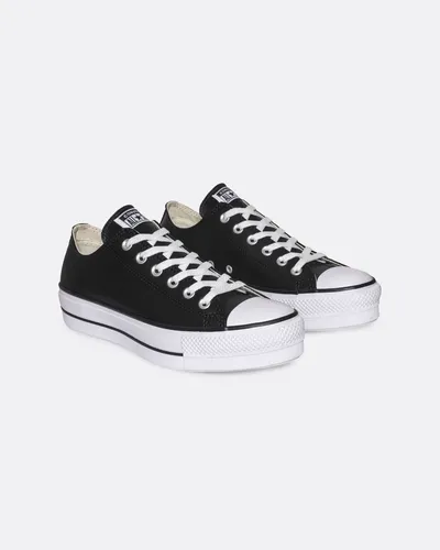 Converse All Plataforma Negro Cuero Mujer