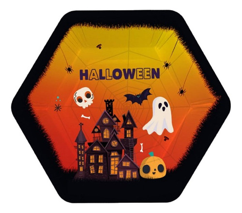 Plato Halloween Descartable Grande Otero X 8 Un