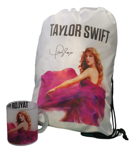 Taylor Swift Pack Morral + Taza Empavonada Semi Traslucida