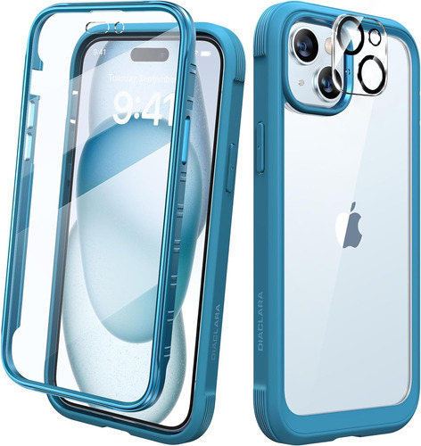 Funda Para iPhone 15 Diaclara, Protección 360°, Color Azul