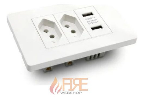 Tomada Usb De Parede Dupla Bivolt 10a Embutir Duo 110/220