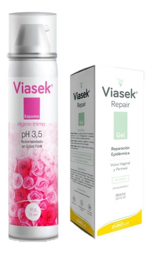 Combo Viasek Espuma Higiene Ph 3.5 + Repair Gel Reparador