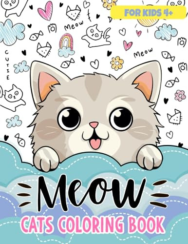 Book : Meow Cats Coloring Book For Kids 50 Cute Kittens In.