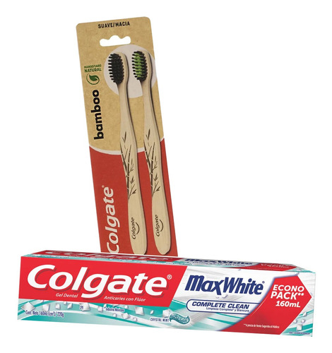 Combo Cepillo Colgate Bamboo X2+ Crema Dental Max White Otec