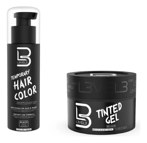 Kit Temporary Black Hair Color + Tinted Gel Level 3