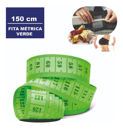 Imagem 1 de 7 de Fita Metrica Embalagem Plastica 150 Cm Cor:verde