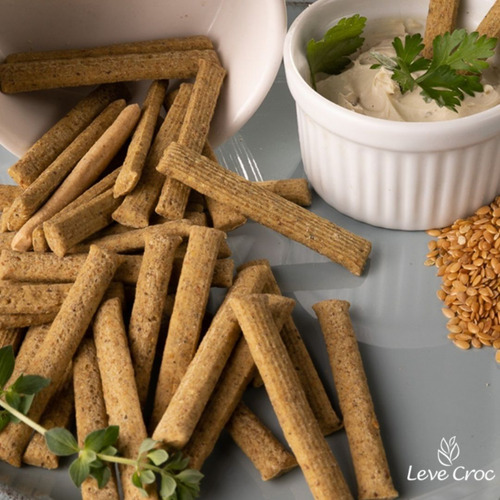 Biscoito Palito Salgado Linhaça Dourada - Leve Crock 120 G