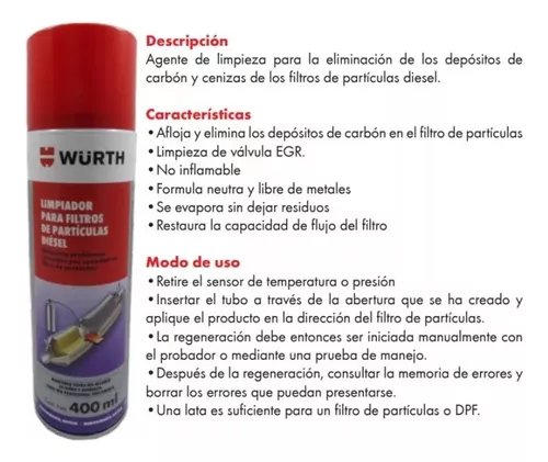 Limpiador Filtro Particulas Diesel Dpf 500ml Wurth