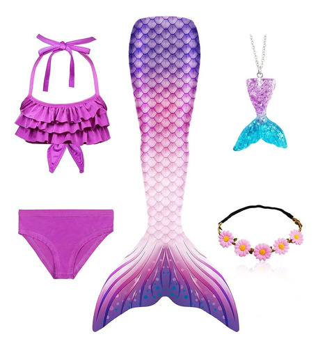 Disfraz De Cosplay De Cola De Sirena Para Niñas De Ariel