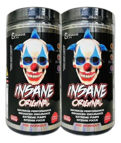 2x Pre Treino Insane Fruit Punch 300g - Demons Lab Sabor Sem Sabor