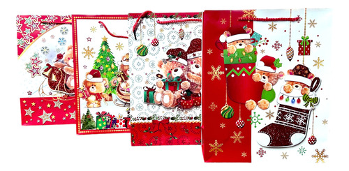 12 Bolsas Regalo Navidad Pequeña 23x18cm Pascua Regalo D#40