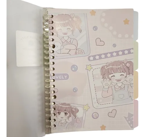 Cuaderno Archivador Anillada A5 Sistema Refill Niña Kawaii