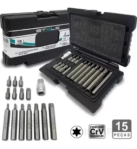 Jogo Kit De Bits Torx 15 Peças T20 a T55 Aço Crv Com Maleta - Loja das  Ferramentas Online