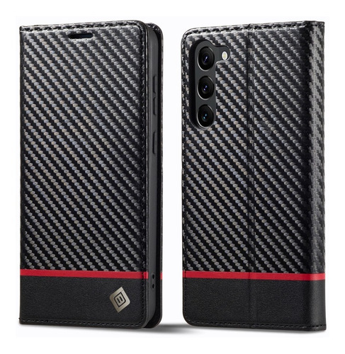 Para Galaxy S23 Fe     Funda Tarjetero Cartera Fibra Carbono