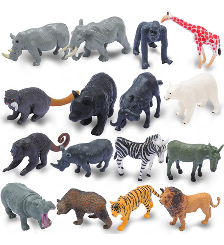 Mini Figuras De Animales De Safari De 16 Piezas, Juguetes D.