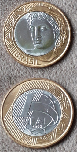 Moneda De Un Real De Brasil Año 2008 Muy Buen Estado 