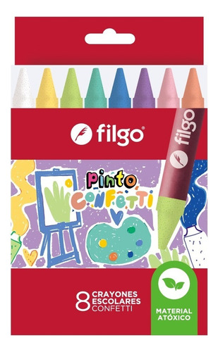Crayones De Cera Filgo X 8 Colores Confetti Escolares Csi
