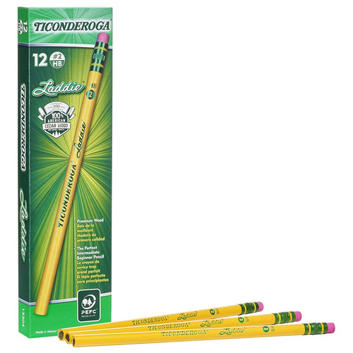 Ticonderoga Madera Con Carcasa Lápices Laddie, 2 Hb Blandos,