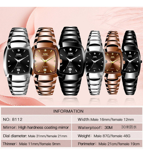 Reloj De Mujer De Acero Inoxidable A Prueba De Agua Opk Quar Color De La Correa Negro