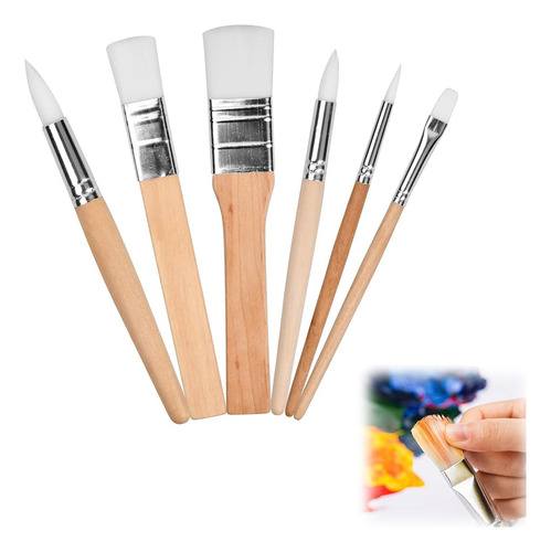 Set De Pintura De Madera, 6 Pinceles Para Pintura Acrílica