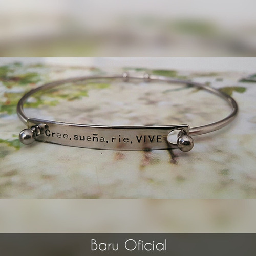 Imagen 3 de 5 de Pulsera Esclava De Acero Abertura Fácil Con Frase Cree