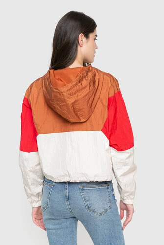 Campera Buzo Sybilla Capucha Combinada Poliamida Importada
