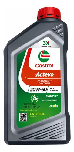 Aceite Castrol Actevo 4t 20w 50 Moto Lub Mineral 1 L