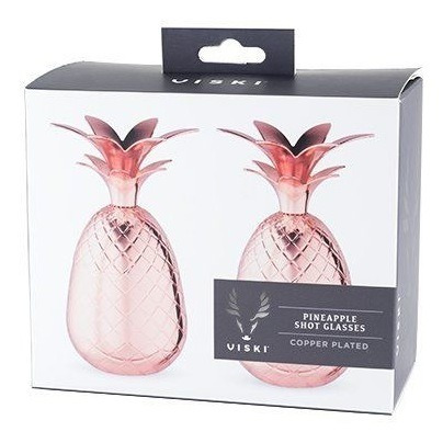Imagen 3 de 3 de Vasos Shot Piña Chapados En Cobre Pulido Marca Viski