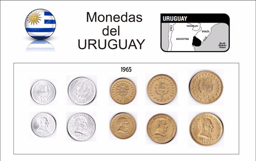 Uruguay Lote De 5 Monedas De Colección (serie Año 1965)