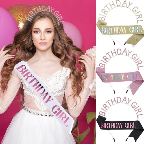 (d) Diadema Para Niña Cumpleañera, Brillante, Accesorio Foto