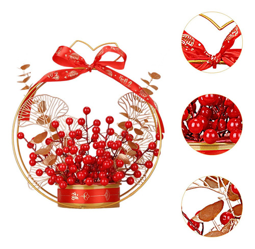 Ramo De Flores Artificiales Con Forma De Cubo Y Ramas Rojos