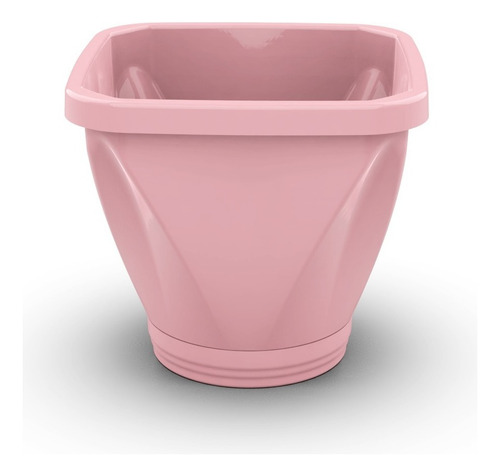 Vaso De Planta Quadrado Moderno Várias Cores 22cm Cor Rosa