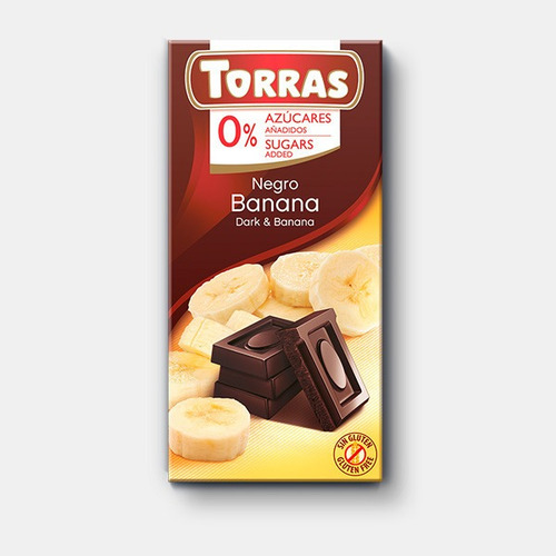 Chocolate Tableta Torras Sin Gluten Sin Azúcar Sabor Banana