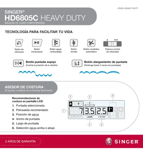 Máquina De Coser Singer Heavy Duty Hd6805c Computarizada