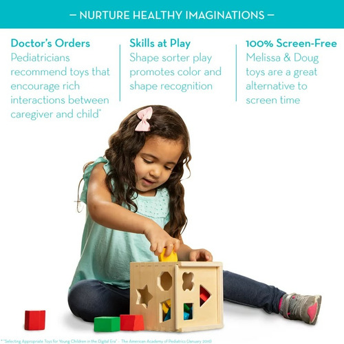 Melissa & Doug Shape Sorting Cube Juguete Clásico De Madera