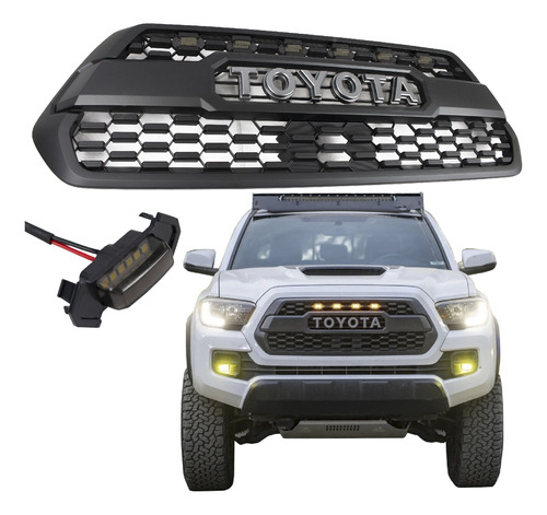 Parrilla Tacoma Toyota 2020 Con Luz Led Emblema Plateado