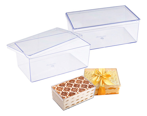 Caixa De Acrílico Bolo Doce 1,5l Cake Box Bluestar C/2 Ret Cor Transparente