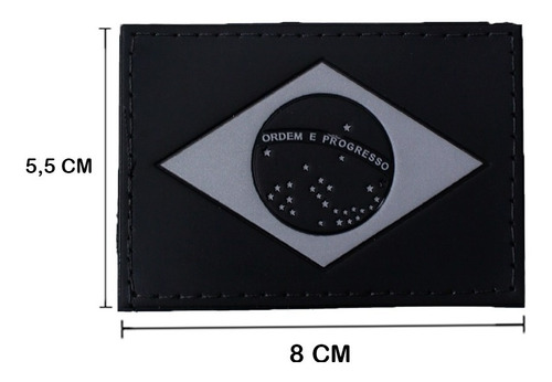 Imagem 1 de 2 de Patch Emborrachado Bandeira Do Brasil Preto Cinza Cm Fixação