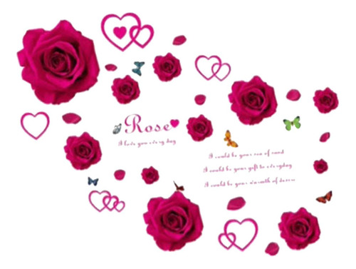 Hermosa Calcomanía De Pared, Calcomanías De Rosas Rojas
