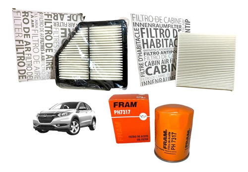 Kit 3 Filtros De Aceite Aire Y Habitaculo Honda Hrv 1.8 Vtec