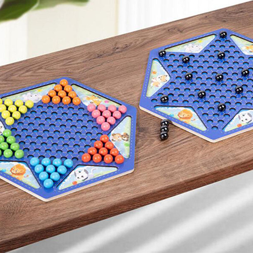 Wooden Chinese Checkers Magnetic Chess Game 2 In 1 For Kids