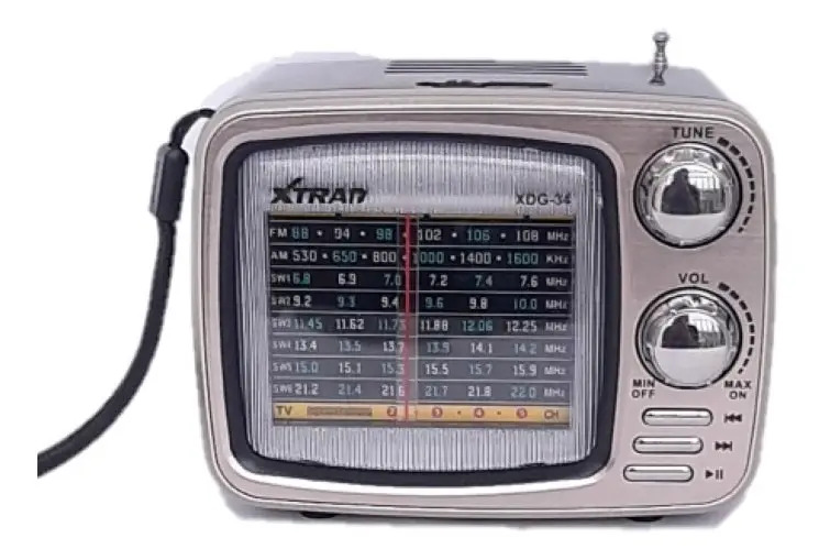Rádio Portátil Analógico Xtrad XDG-34 Retro Bluetooth AM FM Cinza