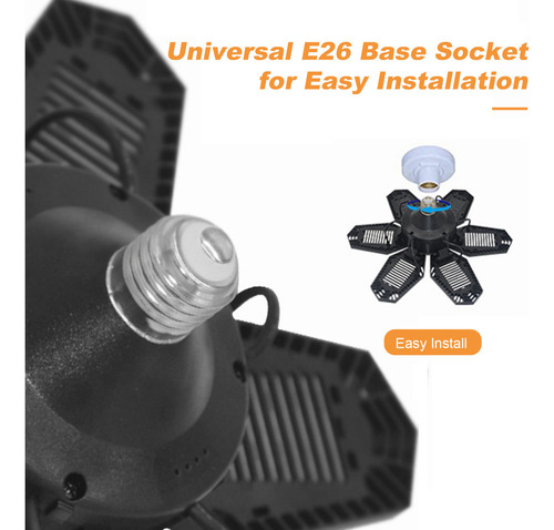 Qw Luz De Garaje Led Deformable De 100 W Con 6 Paneles,