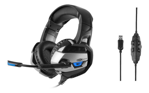 Auriculares Df-101 Dex 7.1 Surround Gamer, color negro