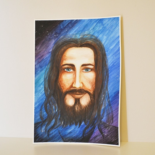 Imagem 3 de 7 de Pintura Em Aquarela Jesus Cósmico