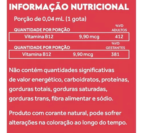Drops B12 Metilcobalamina Frutas Vermelhas 20ml Puravida