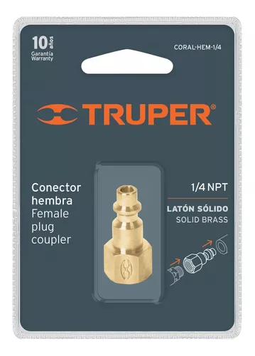 Conector rápido tipo m niquelado cuerda 1/4 npt macho Truper