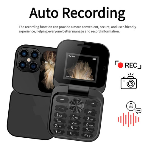 Teléfono Móvil Plegable 1.77'' Con Doble Ranura Tarjetas Sim Card,bluetooth, Reloj Despertador, Linterna Led, Facebook, Whatsapp