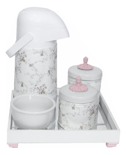 Kit Higiene Completo Porcelanas Térmica Provençal Rosa Bebê